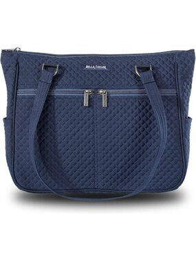 Vintage Navy Quilted Everyday Tote Bag - Stylish Shoulder Bag for Women